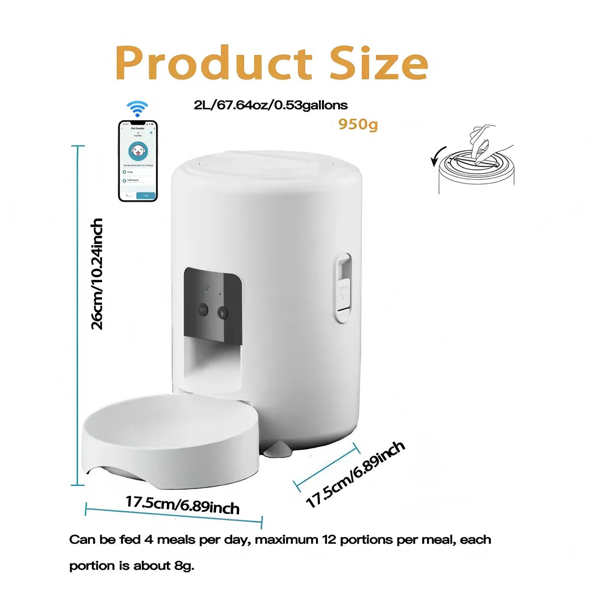 2L Pet Feder Timing Smart Automatic Dog Pet Feeder for Cats Dog key Wifi App Intelligent Suitable for Daily Scheduled Feeding Of Pets, Ideal Daily Cat Stuff And Dog Supplies