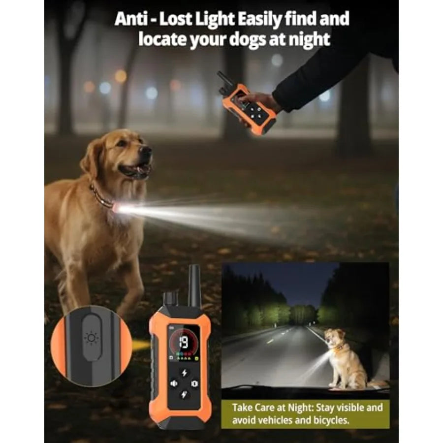 Dog training collar with remote control for 5150 lbs dogs, waterproof 4400FT range, 3-pack rechargeable e-collar with light, 5