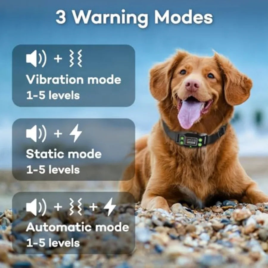 GPS Wireless Dog Fence, Rechargeable Electric Dog Collar with 3 Training Modes, Radius 25-999 Yards, IPX7 Waterproof Invisible