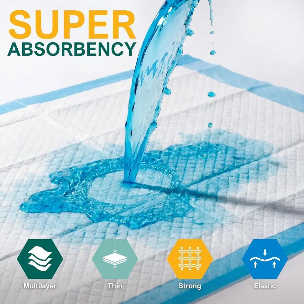 Disposable Underpads 17'' x 24'' (100-Count) Incontinence Pads, Bed Covers, Puppy Training | Thick, Super Absorbent Protection f