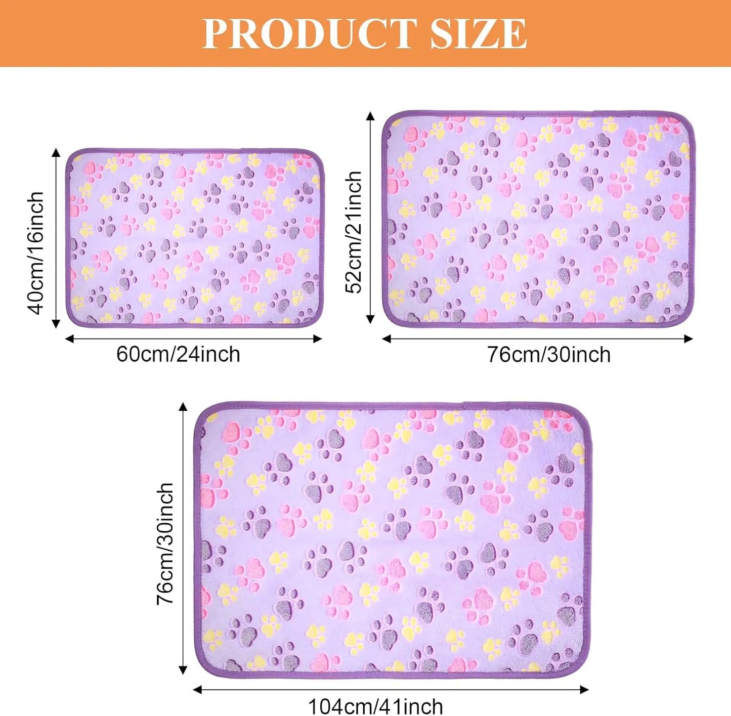 4 Pack Fleece Dog Blankets for Small Pets - Soft, Washable, Multi-Size - Paw Print Pattern - Mixed Colors, 24x16 Inch