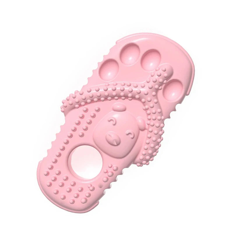 Soft Dog Chew Toys Pink Rubber Bone Toy Durable Molars Training Ball Toy Chihuahua Yorkie Interactive Treat Toys Pet Supplies