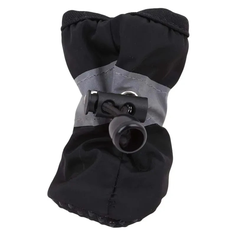 4Pcs Dog Boots Waterproof Non-slip Sole with Reflective Strip Adjustable Drawstring Soft Breathable Lining for Small Medium Dogs