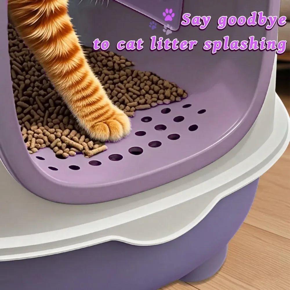 Cat Litter Box Litter Box Cat AccessoriesLarge Fully Enclosed Cat Litter Box, Flip Cover Design OdorProof And SplashProof