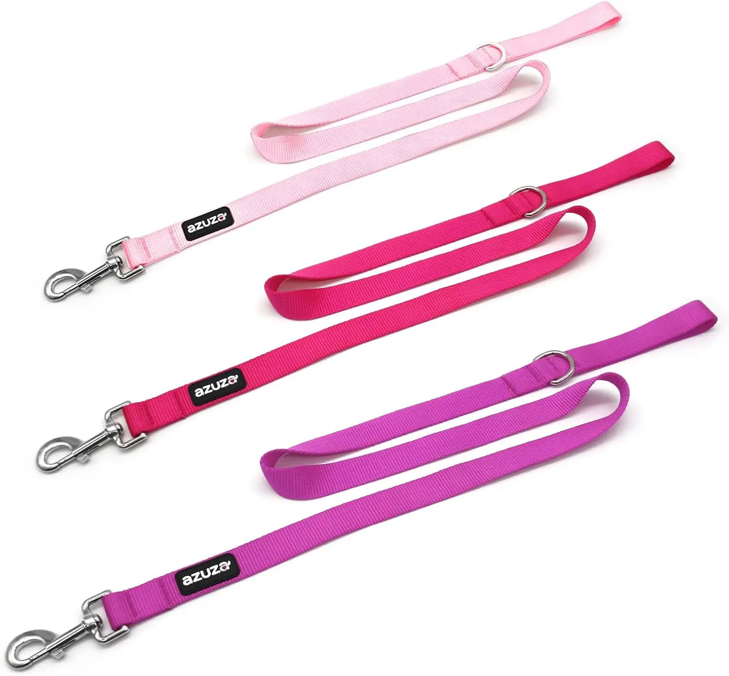 3 Pack Nylon Dog Leashes, Strong & Durable with Easy Hook, Multiple Lengths for Small Dogs in Pink/Purple