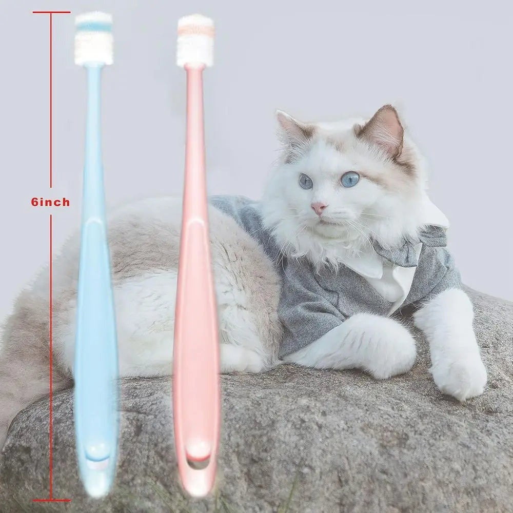 Small Dog Toothbrush Cat Tooth Brush Brushing Kit pet Toothbrush Cat Dental Care, Deep Clean Acne Chin Treatment Suction Cup 360