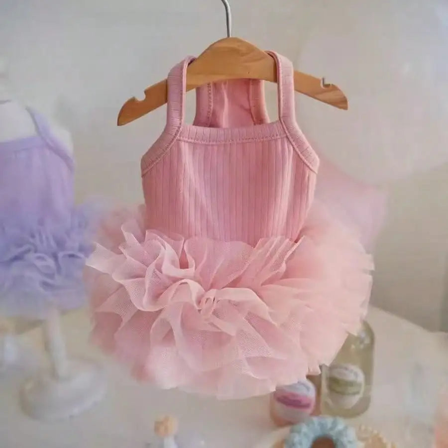 1pc Dog Pink Tutu Clothes Valentine Day Dresses Small Doggy Pet Sweet Outdoor Birthday Party Festival Outfit