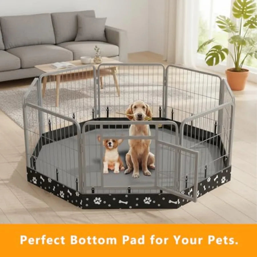 Dog Playpen Bottom Pad Fits for 24 Inch 8 Panels Metal Exercise Pet Playpen, Dog Crate Pad Puppy Playpen Pad, Elastic Band Conn