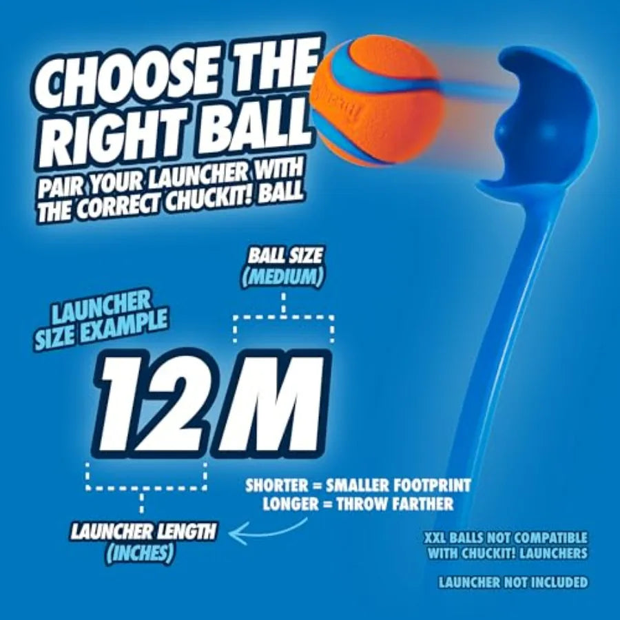 Dog Ball Launcher 12M with 12" Handle Length for Medium 2.5" Dog Balls For Dogs 20-60 lb, Plastic Pet Fetch Ball Thrower, Perfe