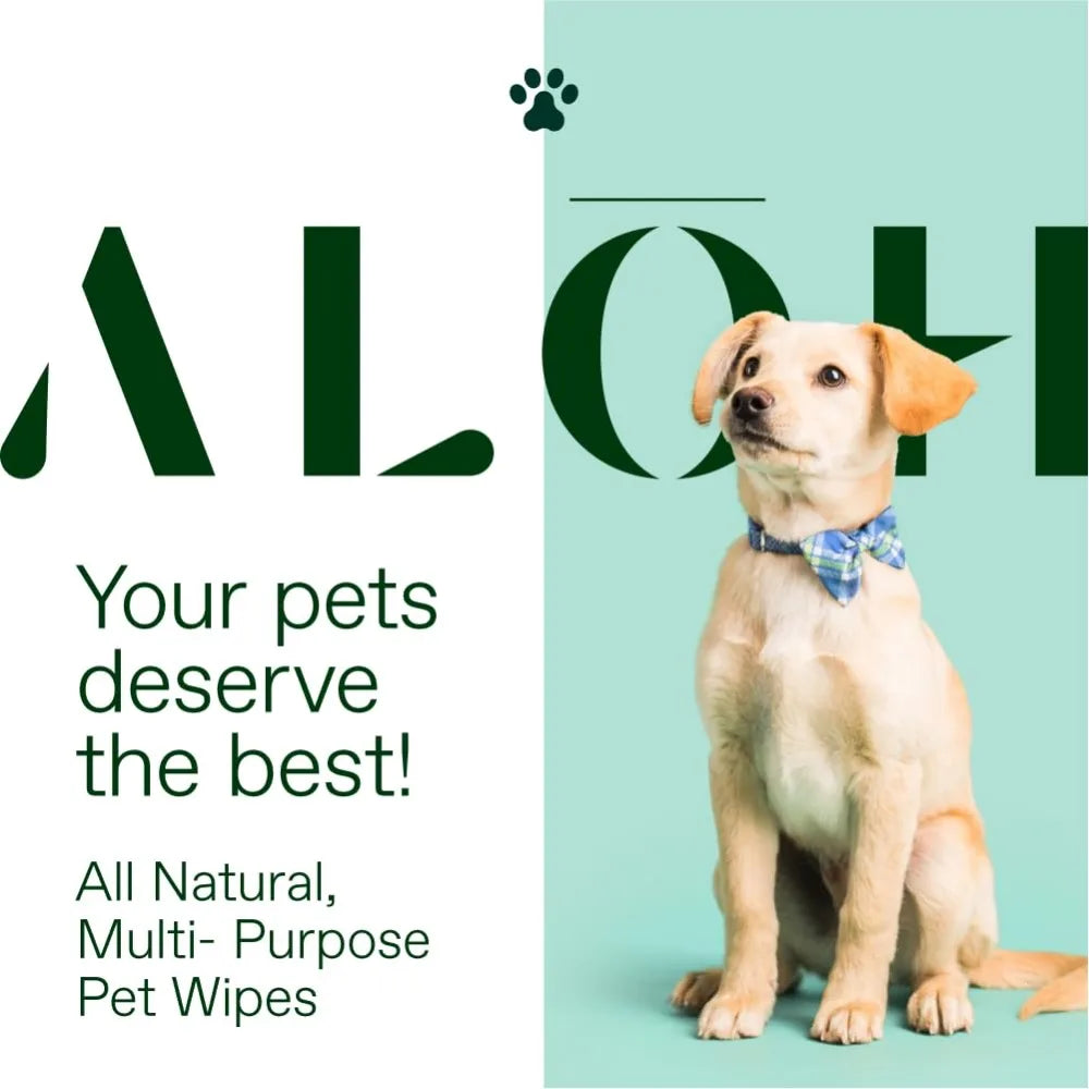Hypoallergenic All-Natural Multi-Purpose Pet Wipes, Unscented 50ct