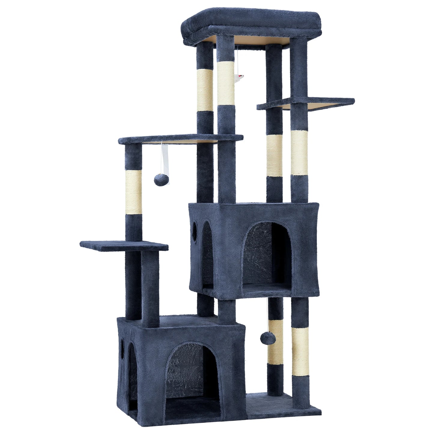Multi-Level Cat Tree Tower for Large Indoor Cat & Maine Coons Cat Furniture with Perch/2 Condos/Sisal Scratching Posts/Play Toys