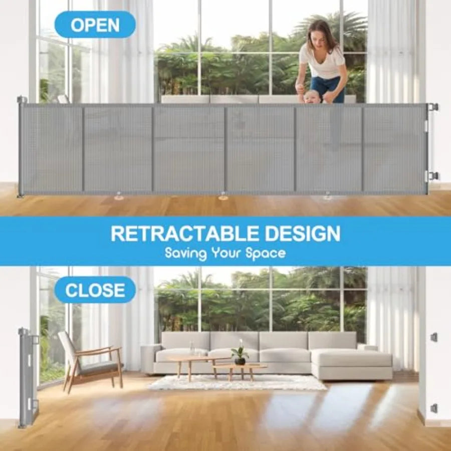 Upgrade 120 inch Retractable Baby Gates Extra Wide Baby Gate for Large Opening Extra Long Mesh Gate for or Pet Dog Gate Child S