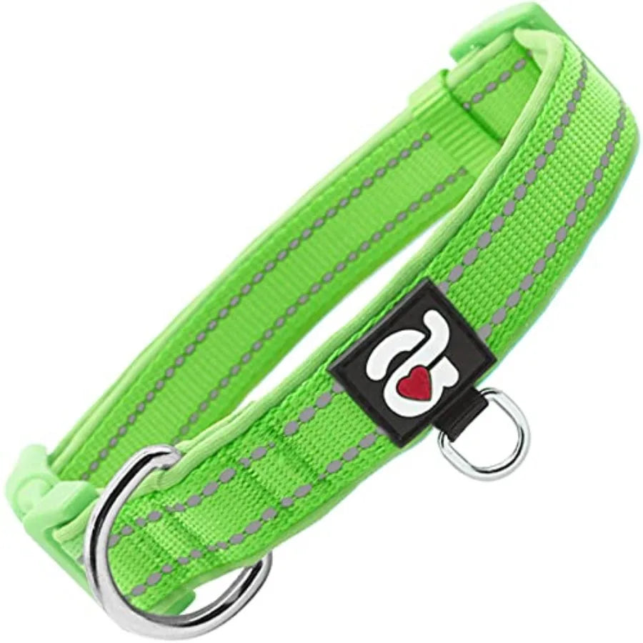 Reflective Dog Collar, Soft Neoprene Padded Pet Collar with ID Tag Ring, Adjustable for Small Dogs,,S