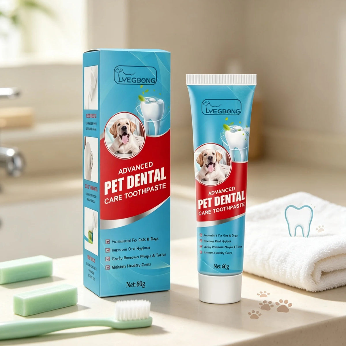YEGBONG Pet Toothpaste Clean Pet Tooth Surface Gently Remove Residual Dirt Eliminate Bad Breath Protect Gums Pet Oral Care Paste