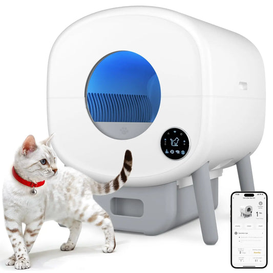 Fumoi Smart Self Cleaning Cat Litter Box, Large Capacity Automatic Cat Litter Box with App Control & Safety Protection for Multi
