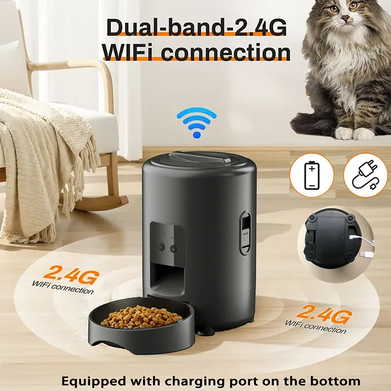 2L Pet Feder Timing Smart Automatic Dog Pet  Feeder  for Cats Dog key Wifi App Intelligent Suitable for Daily Scheduled Feeding Of Pets, Ideal Daily Cat Stuff And Dog Supplies