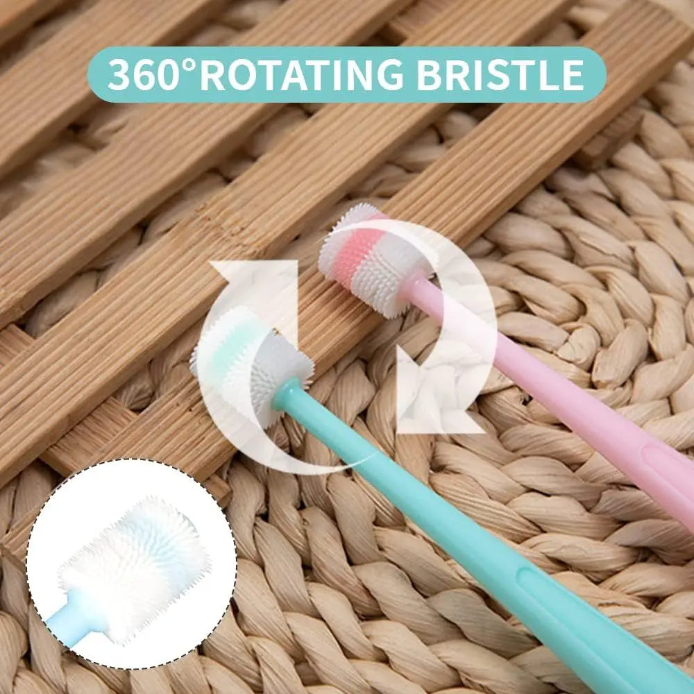 Small Dog Toothbrush Cat Tooth Brush Brushing Kit pet Toothbrush Cat Dental Care, Deep Clean Acne Chin Treatment Suction Cup 360