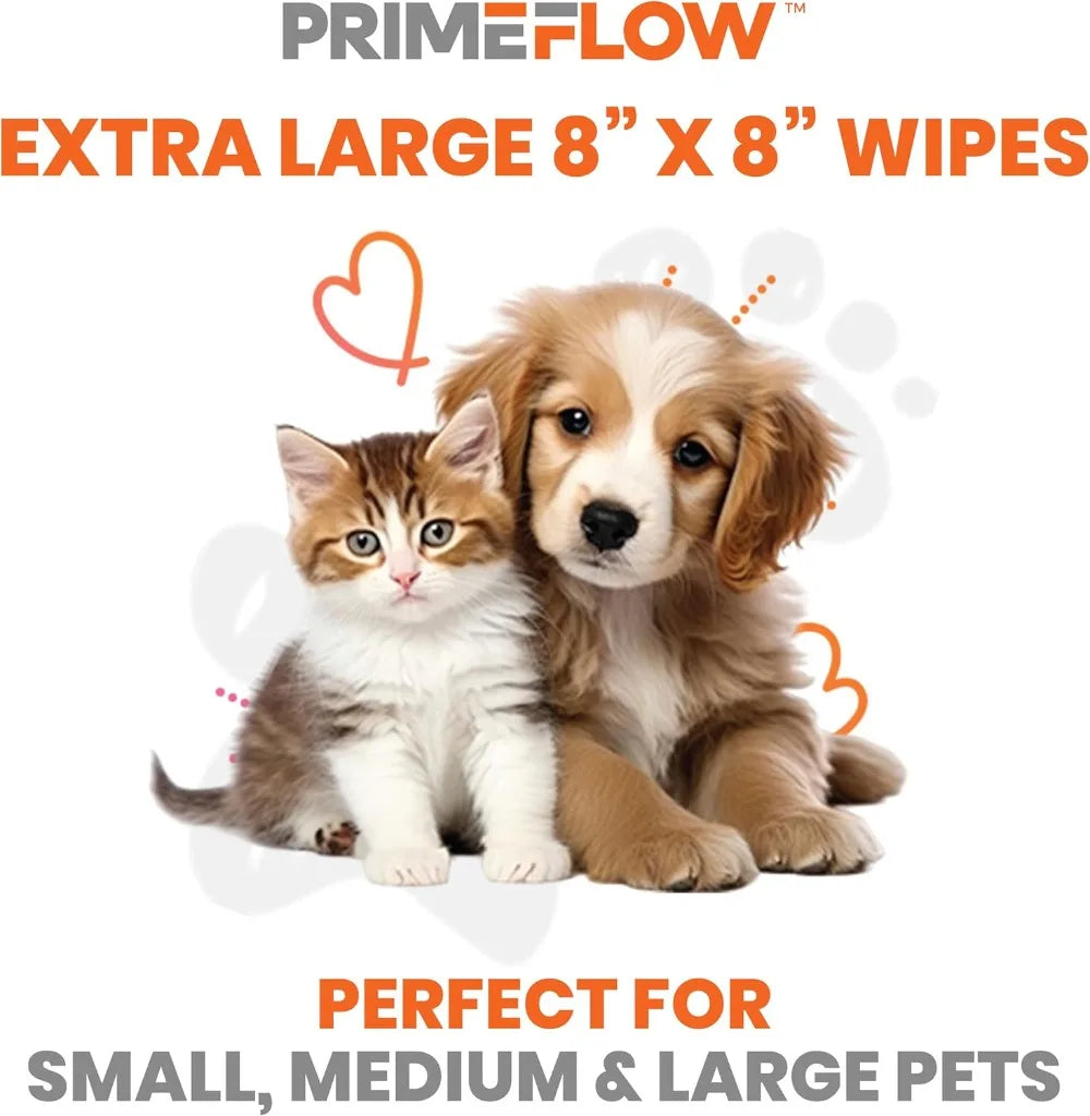 100% Bamboo Pet Wipes for Dogs & Cats, 100 Count, Alcohol-Free, Fragrance-Free, 8x8 in, Plant-Based, Lab-Tested