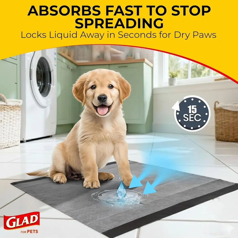 Black Charcoal Puppy Pads 23x23 Inch 6-Layer Leak-Resistant Carbon Odor Control Pheromone Attractant 14 Count