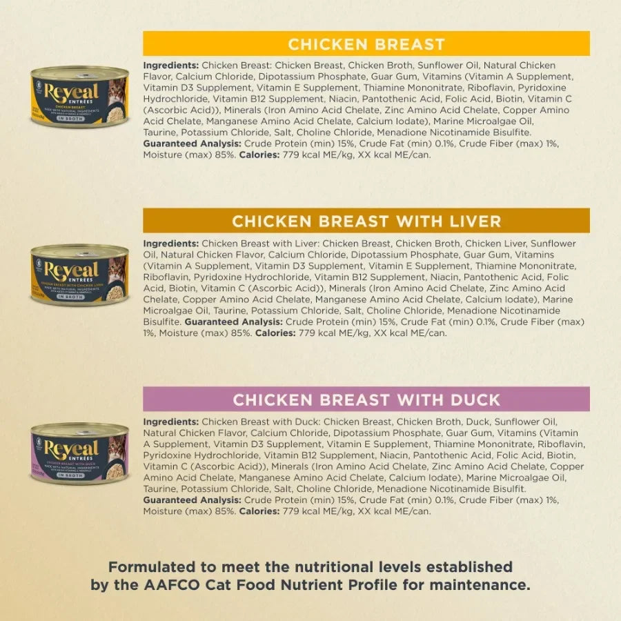 Entrees Natural Wet Cat Food Chicken Selection in Broth 12 Pack, 2.47 oz Cans