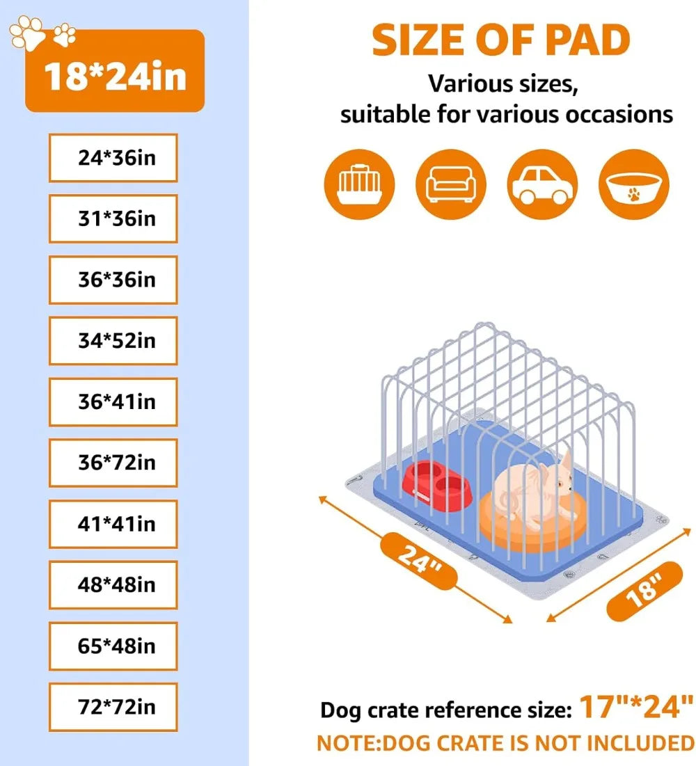 Reusable 2-Pack Washable Dog Pee Pads, 18x24in Absorbent Non-Slip Training Pads with Bone Print