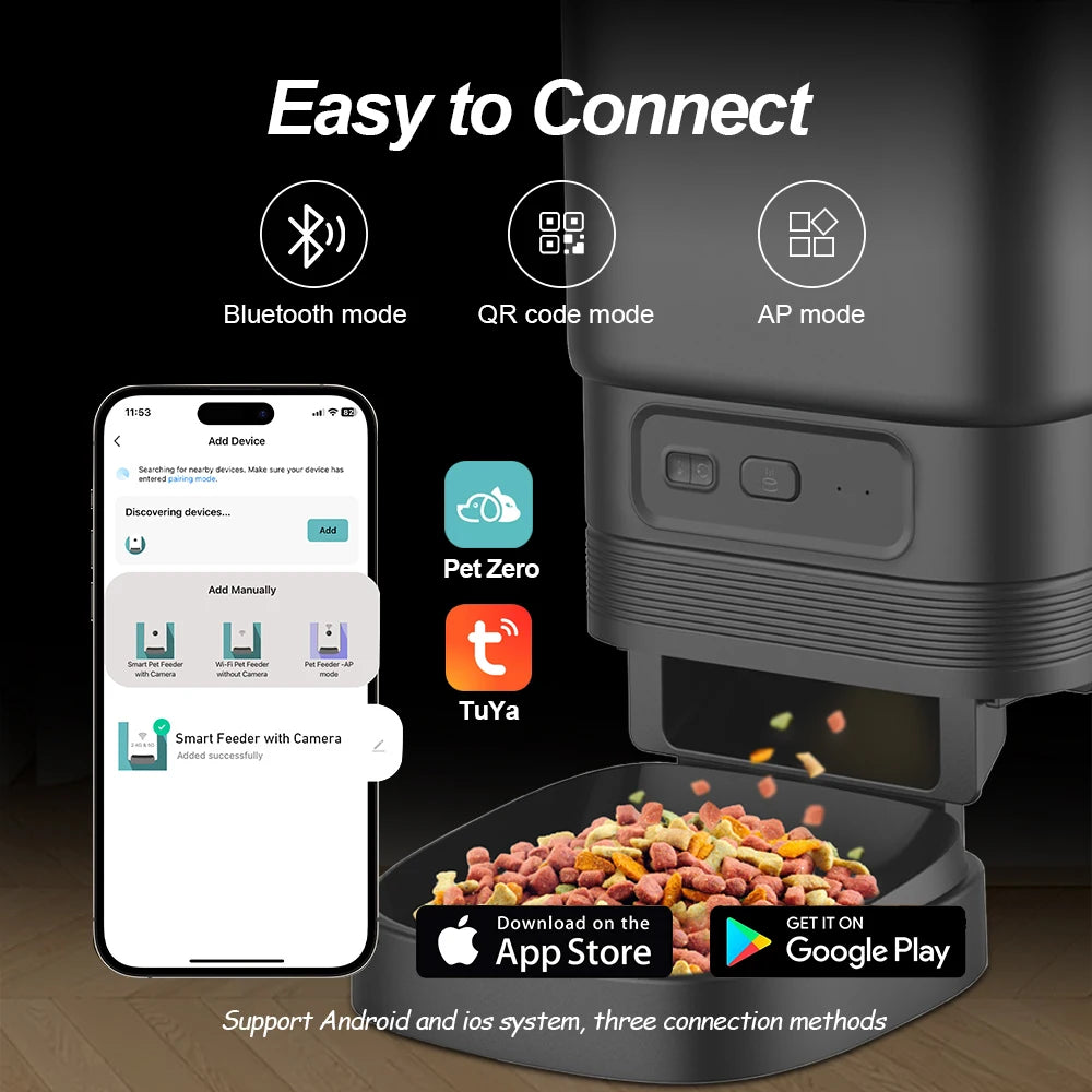 Nityers 4L Automatic Cat Feeder With HD Camera Video 2.4G WiFi Night Vision Cat Food Dispenser Smart Tuya APP Pet Auto Feeder