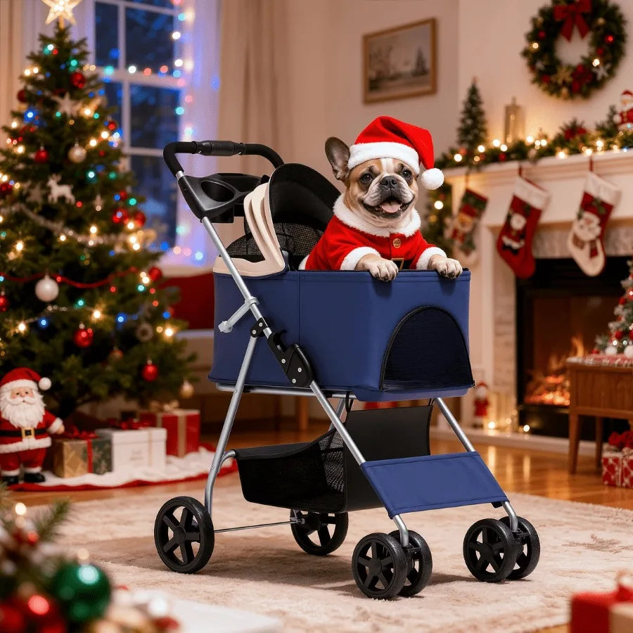 【New style】3 In 1 Foldable Pet Stroller For Small and Medium Dogs, Detachable Carrier, Car Seat, Push Button Entry, 4-Wheel Jog