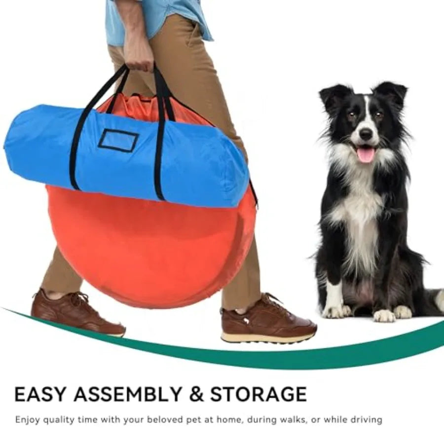 Dog Agility Accessories Kit: Comprises of a Teaser Pole, 2 Hurdles, 6 Weaving Poles, Agility Tunnel, Pause Box, Full Set of Agi