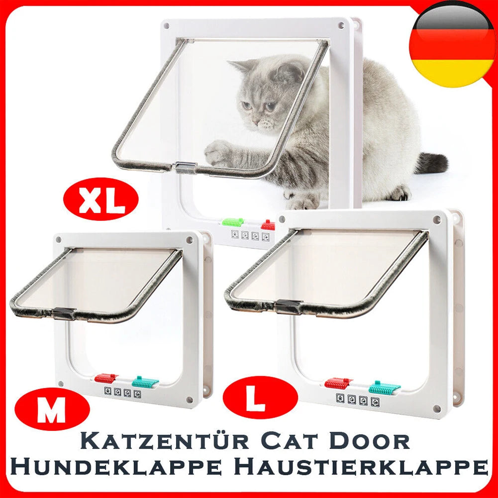 Puppy Kitten Safety In&out Pet Door with 4 Way Security Lock Dog Cat Flap Door Cat Puppy Safety Gate Pet Doors and Sliding Door