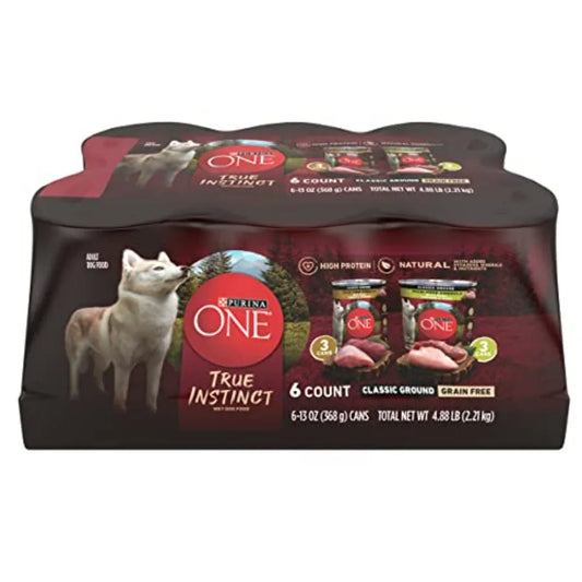 Natural Grain Free Wet Dog Food Variety Pack, True Instinct Classic Ground - 13 Ounce Pack of 6