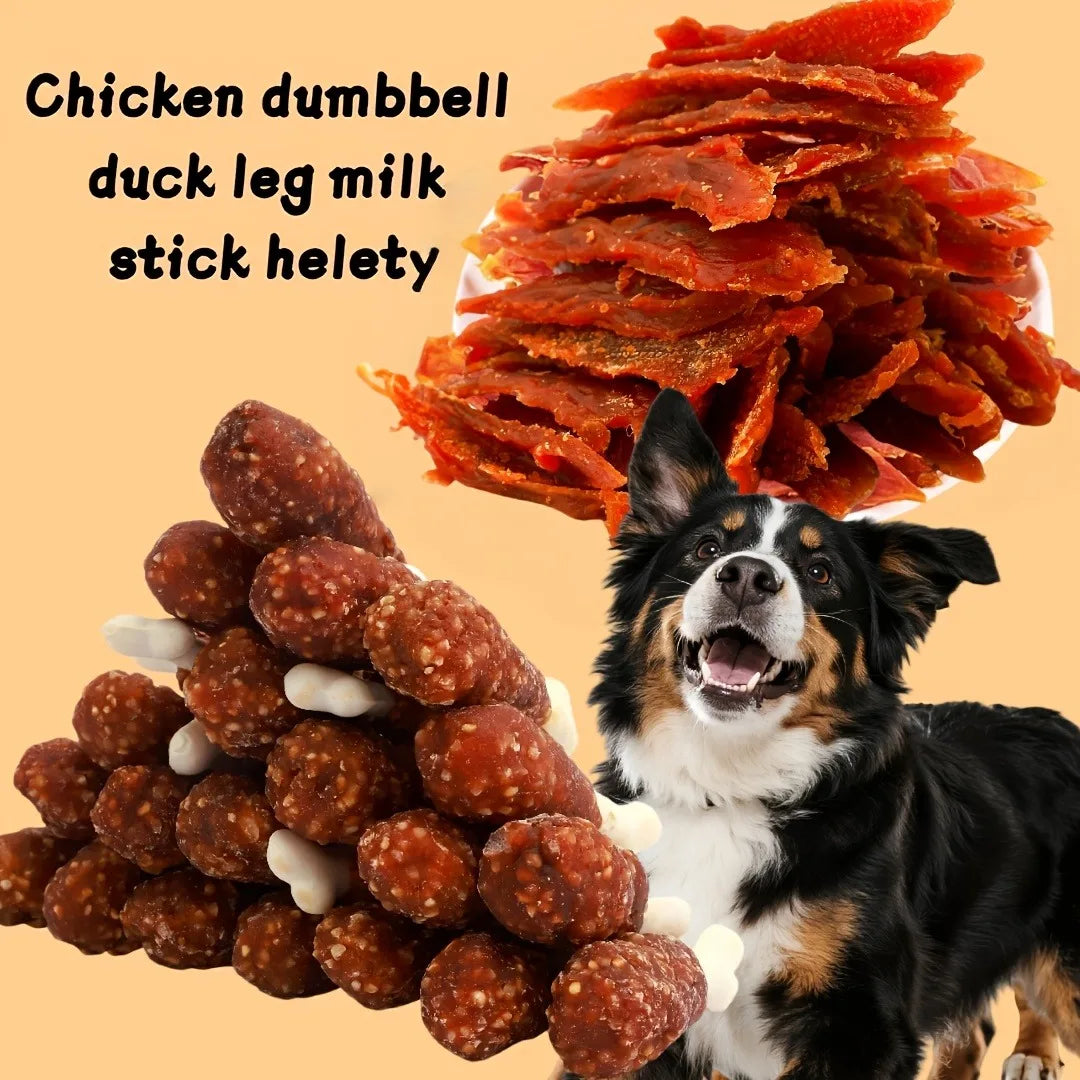 Natural Duck, Chicken, Milk Stick, Sweet Potato Dog Treats Set - Grain-free, High Protein, Low Fat, Good For Dental Health