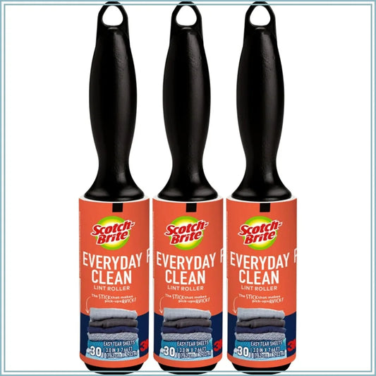 Mini Lint Rollers 3-Pack (30 Sheets Each) – Travel-Size Sticky Removers for Clothes, Furniture & Pet Hair