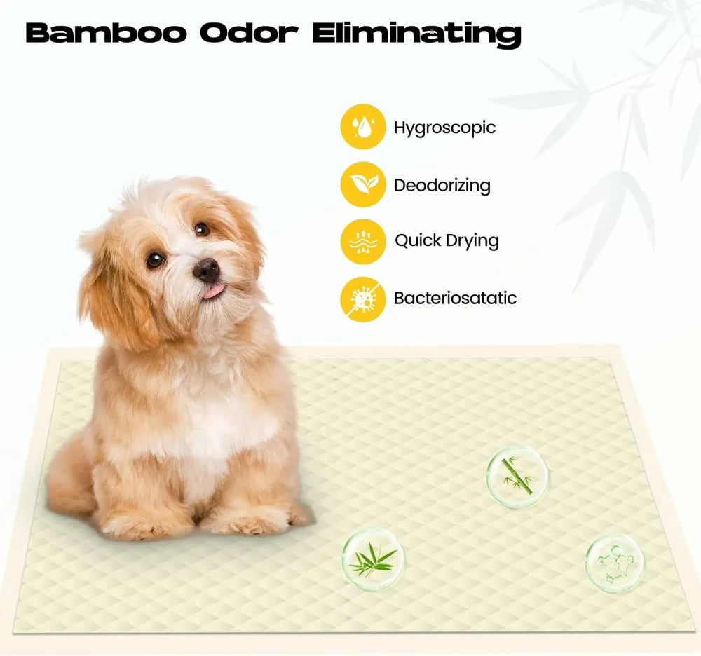 30 Count Small 22x22in Bamboo Training Pads, Deodorizing Leakproof Quick Drying Dog Pee Pads, Super Absorbent Disposable for Dogs, Puppies, Cats, Rabbits