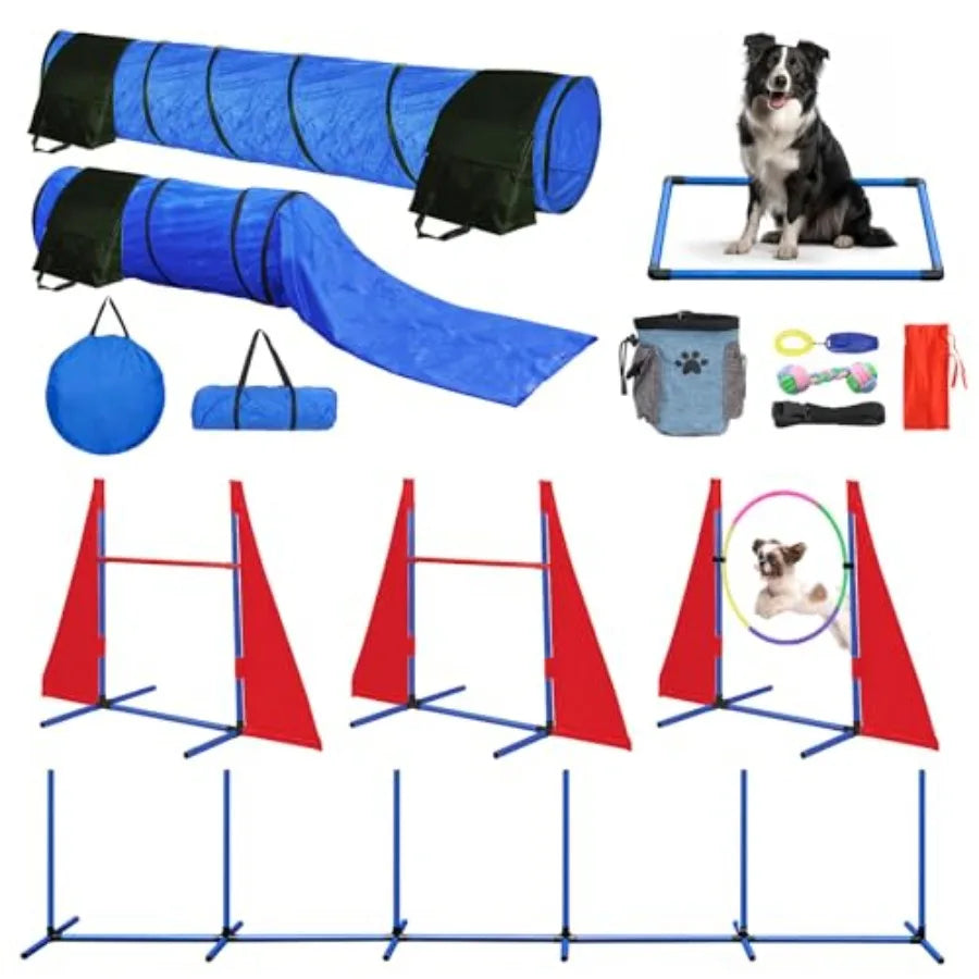 Dog Agility Course Backyard Set, Dog Agility Equipment, Portable Agility Training Equipment for Dogs, Build Dog Obstacle Course