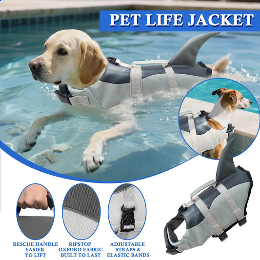 Shark Dog Life Jacket Dog Swimsuit Enhanced Buoyancy Small Dogs Swimming Clothes Safety Vest with Handle for Dogs Surfing