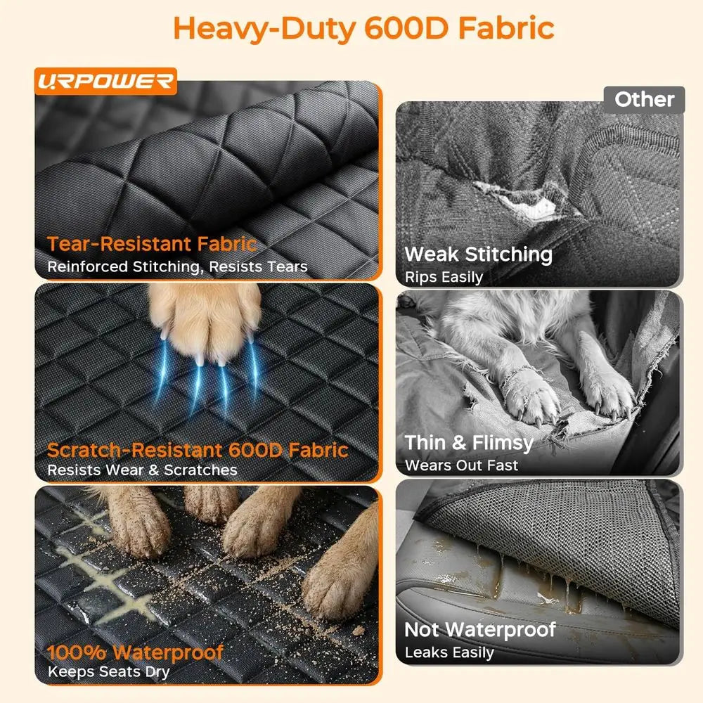 Dog Car Seat Cover or Pets Waterproof Seat Cover Hammock 600D Heavy Duty Scratch Proof Nonslip Durable Spot Back Seat Covers for
