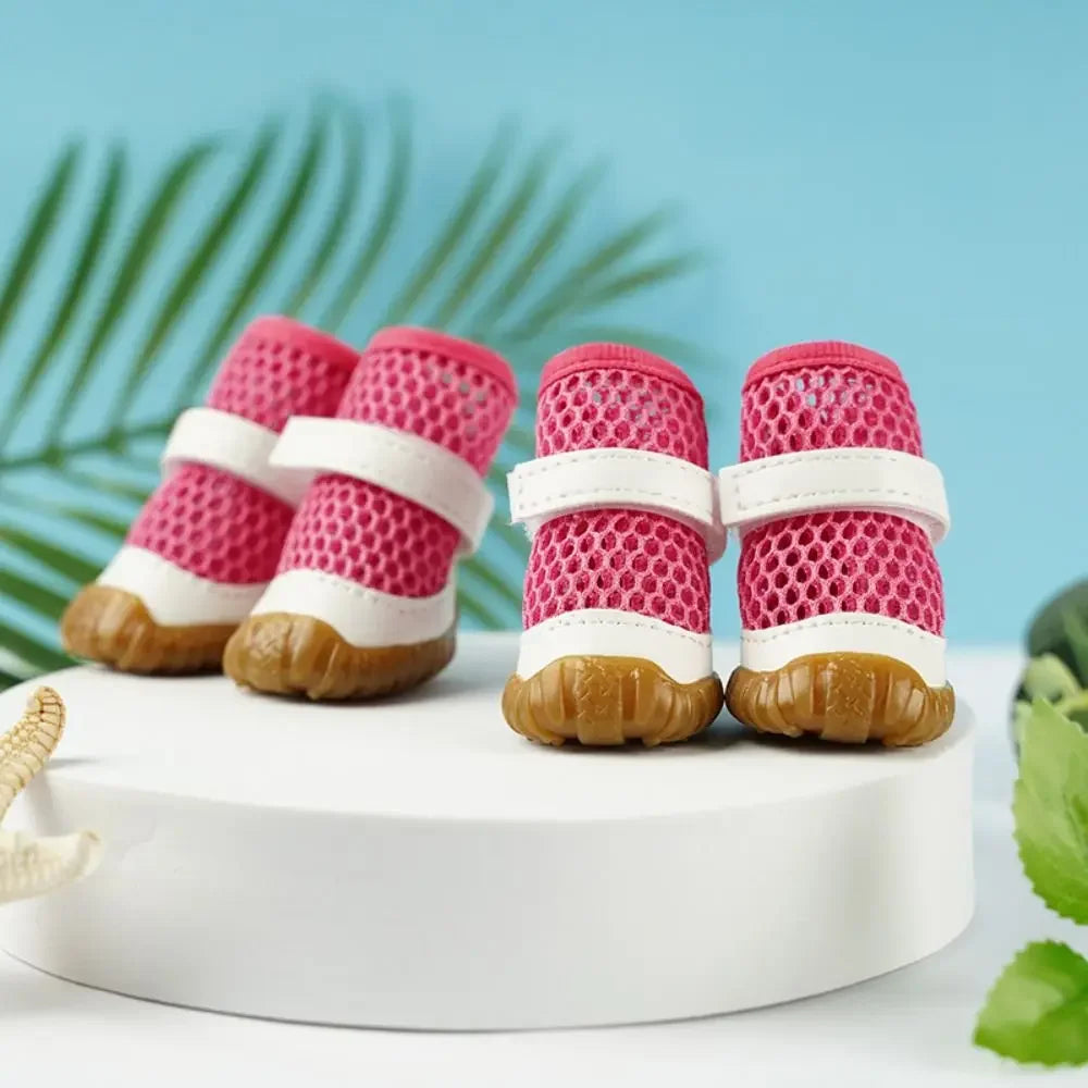 Pet Dog Breathable Net Shoes Summer Hollow Out Dog Shoes Outdoor Soft Anti-Slip for Small Dogs Chihuahua Teddy