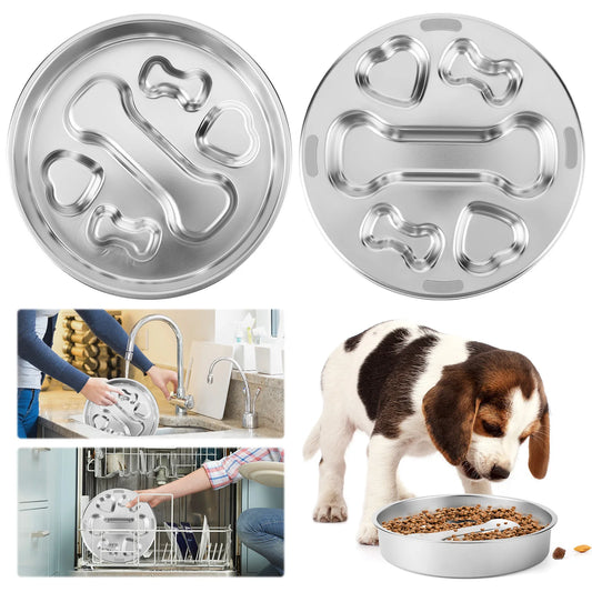 304 Stainless Steel Slow Feeder Dog Bowls with Non-Slip Mat Dog Wat Anti-Choking Dog Water Bowl for Small & Medium Dogs