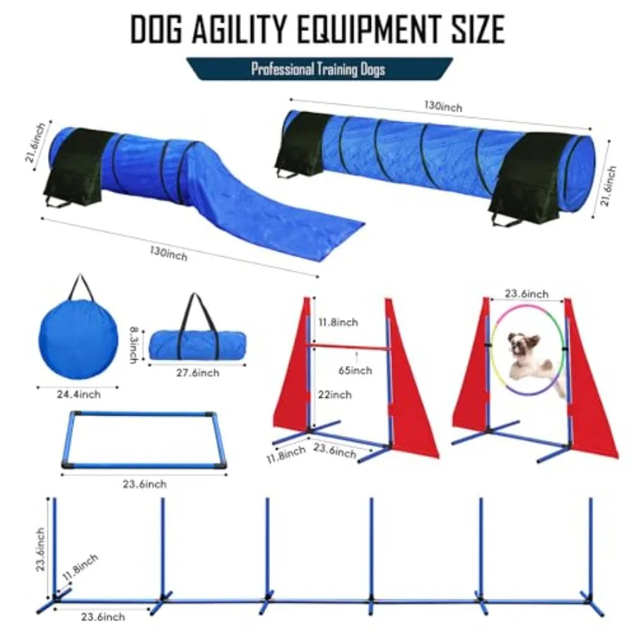 Dog Agility Course Backyard Set, Dog Agility Equipment, Portable Agility Training Equipment for Dogs, Build Dog Obstacle Course