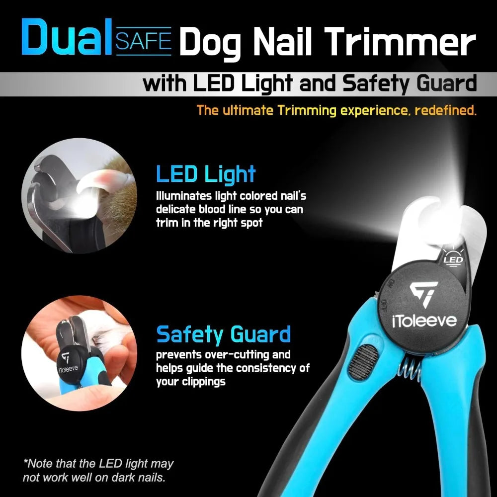 LED Dog Nail Clipper with Light, Safe & Easy Trimmer for Thick Nails, Quick Sensor Avoid Over Cutting, for Cats & Dogs