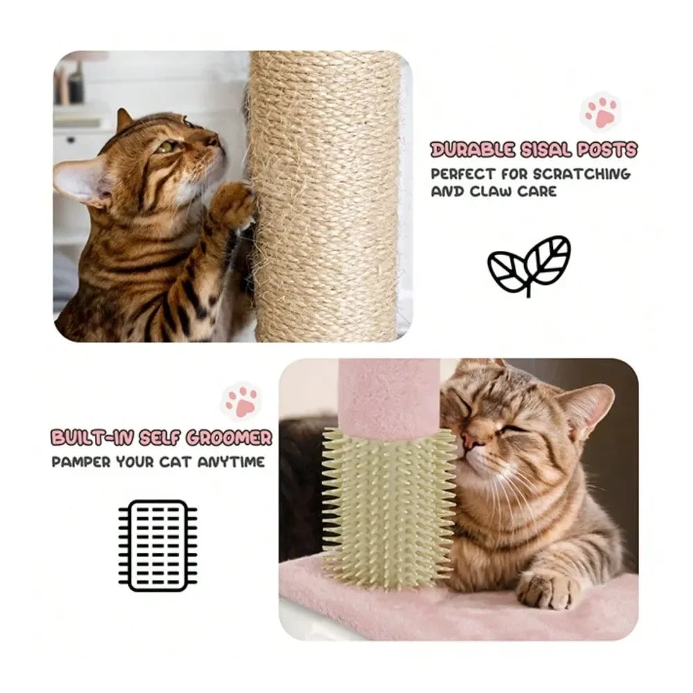Tree, 60 Inch Cat Tree Tower With 2 Cat Condo, Cat Tower With ching Post, Cat Climbing Tower, Cat Tree For Indoor Cats