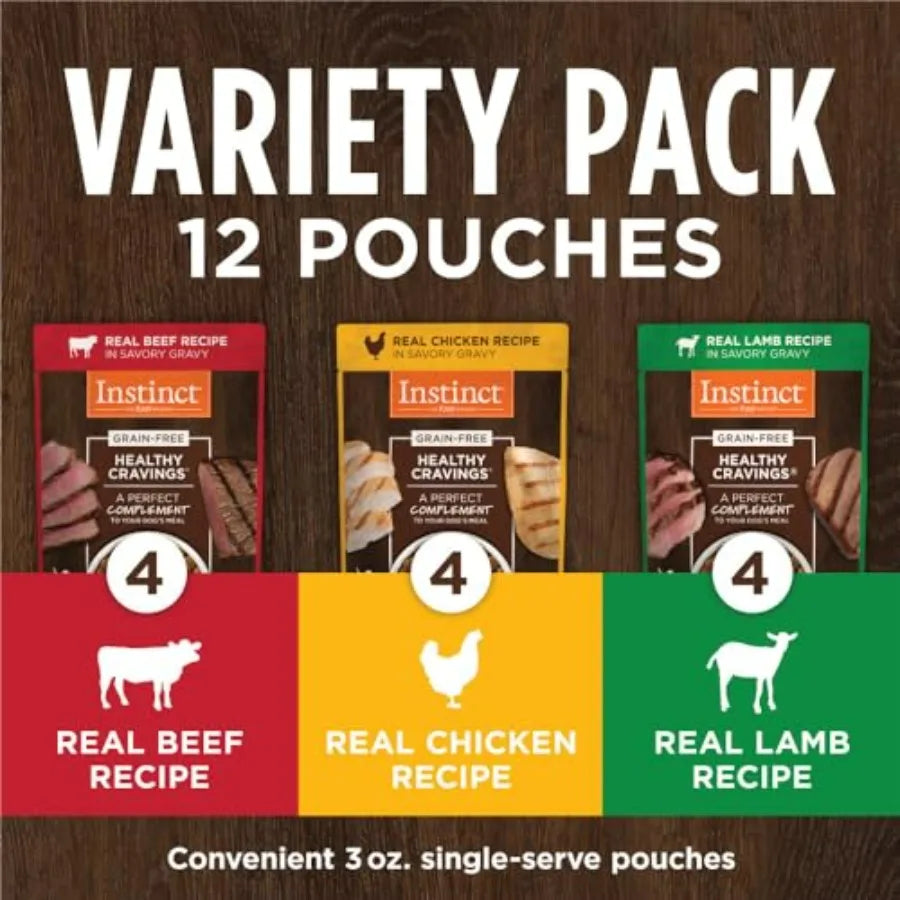 Healthy Cravings Grain Free Recipe Variety Pack Natural Wet Dog Food Topper by Nature's Variety, 3 oz. Pouches Pack of 12
