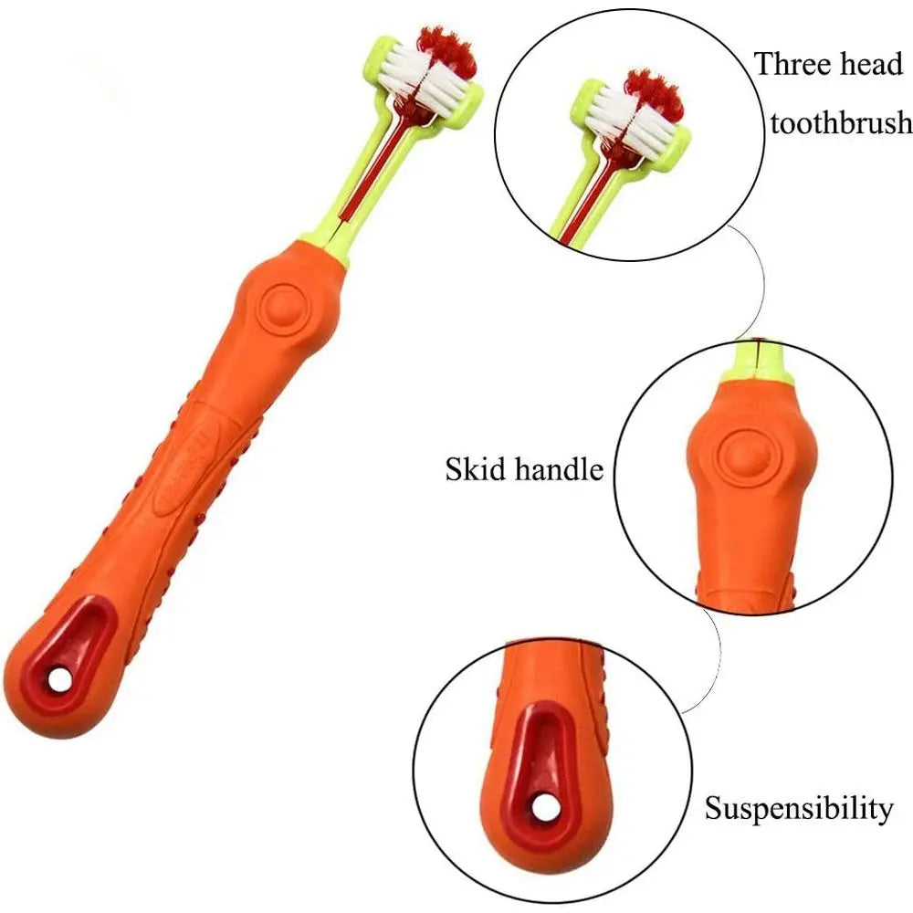 3-Sided Dog Toothbrush Removing Bad Breath Tartar Cleaning Mouth Pet Dental Care Cat Cleaning Mouth (4 Count, Pack of 1)