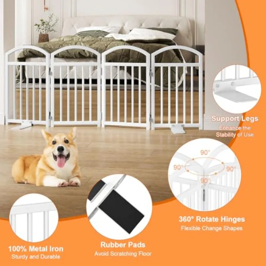 Short Dog Gate Indoor, 19.69" H Freestanding Small Dog Door Gates with Support Feet, Expands Up to 48" Wide Foldable Pet Gates