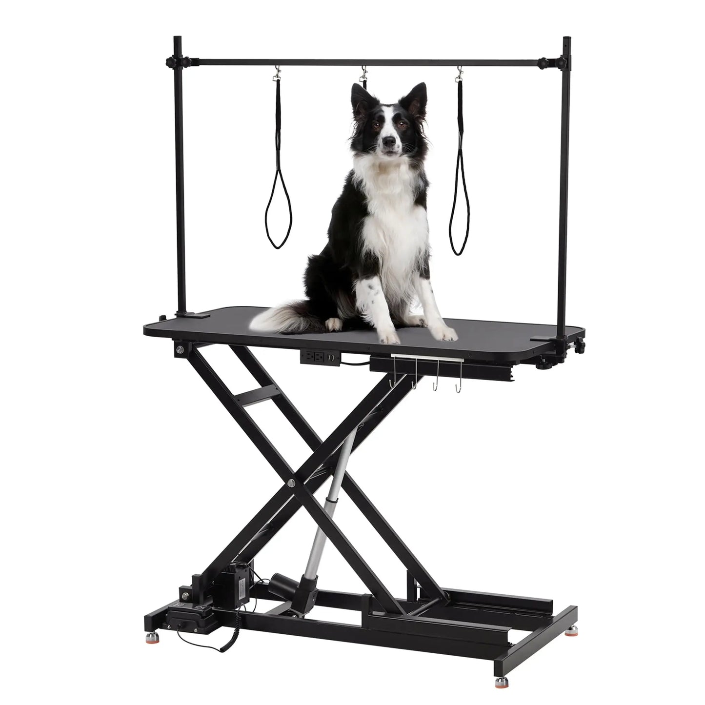 Electric Dog Grooming Table, Height Adjustable Pet Grooming Table with Arm, 264LBS Capacity, Anti-Slip Top & Tool Organizer, for Home/Professional Use, Black