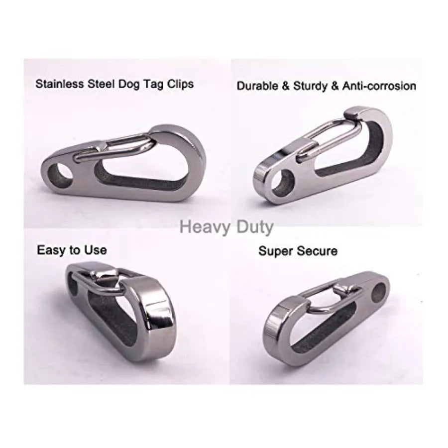 2 Pack Dog Tag Clips, Stainless Steel Heavy Duty Quick Clips Pet ID Tag Holder for Dog/Cat Collar and Harness