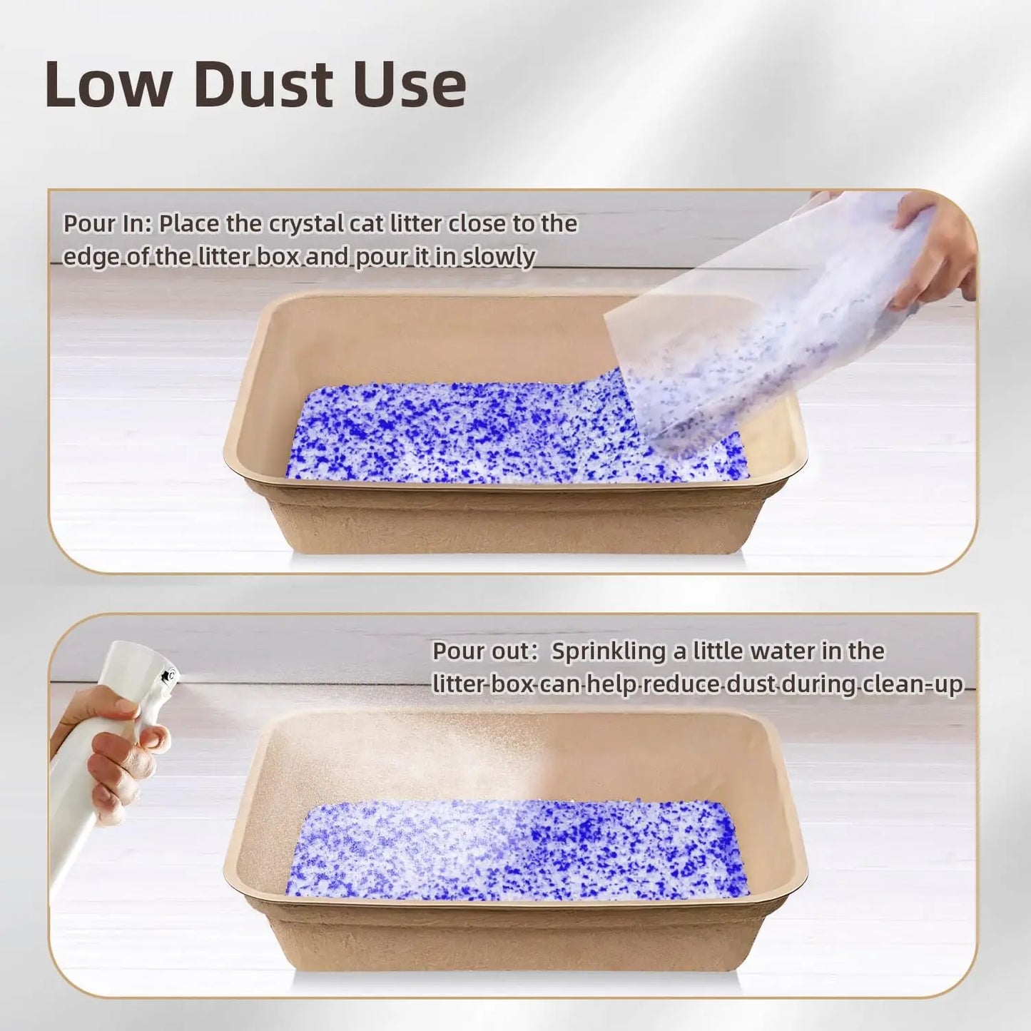 Premium Crystal Cat Litter - 8.6 lb, Long-Lasting Odor Control & Absorption, Non-Clumping, Low Tracking Silica Gel Safe for Pets
