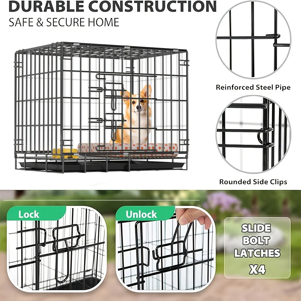 Metal Pet Cage for Dogs And Cats with Leak-proof Tray, Foldable Metal Wire Structure, Suitable for Indoor, Outdoor And Travel, S