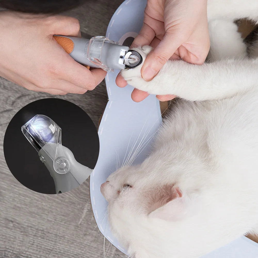 LED Pet Nail Clipper with Bright Light Illuminated Dog Cat Nail Trimmer Safety Pet Grooming Tool