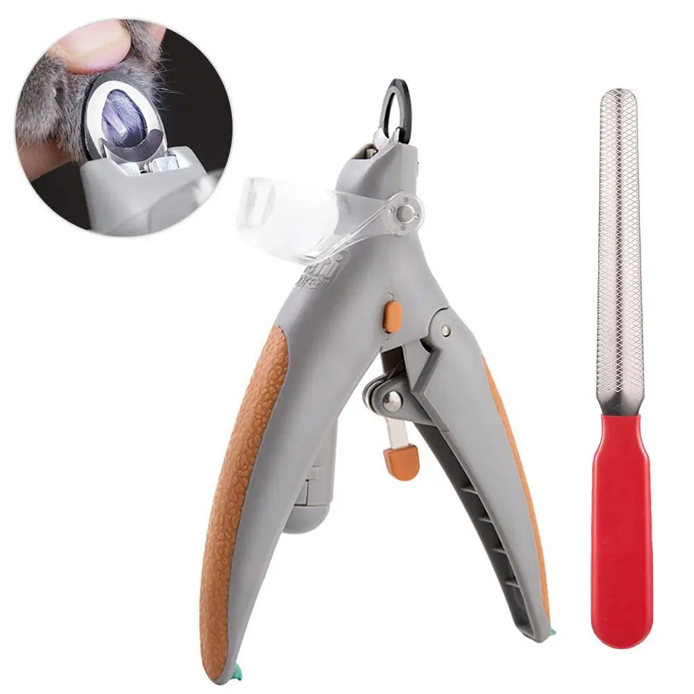 LED Pet Nail Clipper with Bright Light Illuminated Dog Cat Nail Trimmer Safety Pet Grooming Tool